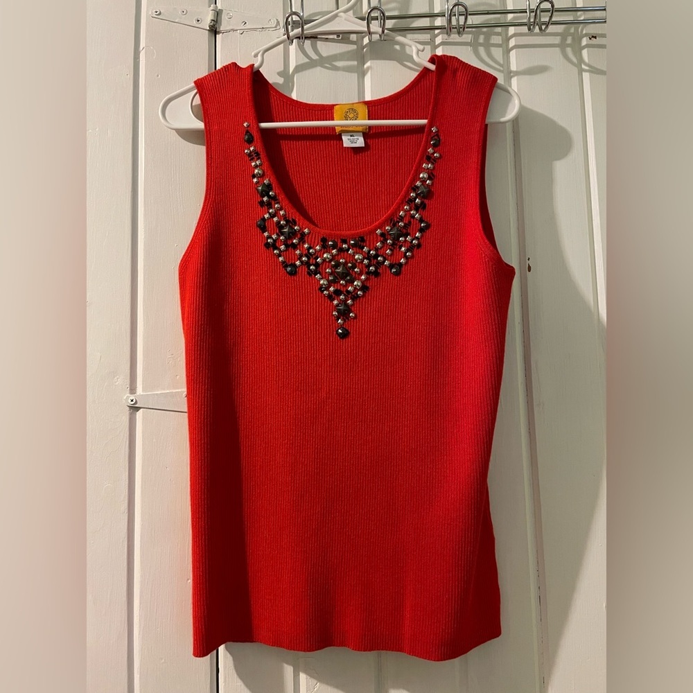 Ruby Rd. Red Sleeveless Sweater-X-Large Like New - image 1